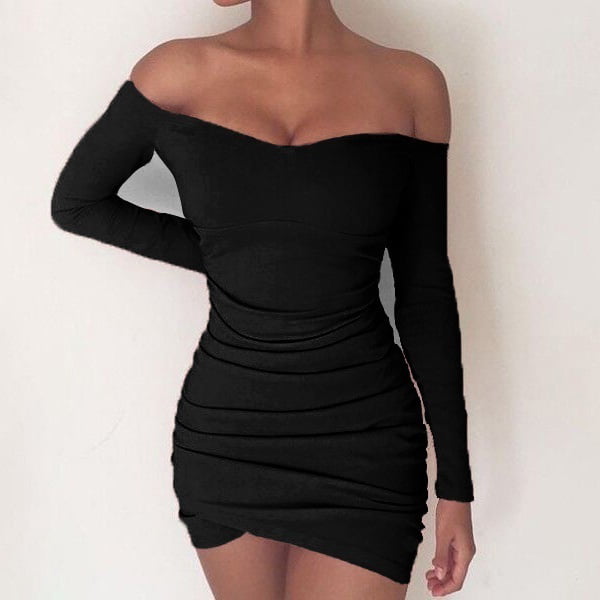 long sleeve tight black dress