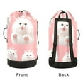 thumbnail image 4 of RMDQTR Durable Large Laundry Backpack with Drawstring Closure Ideal for Laundry Trips,Travel&Camping Happy White Cat Face, 4 of 7