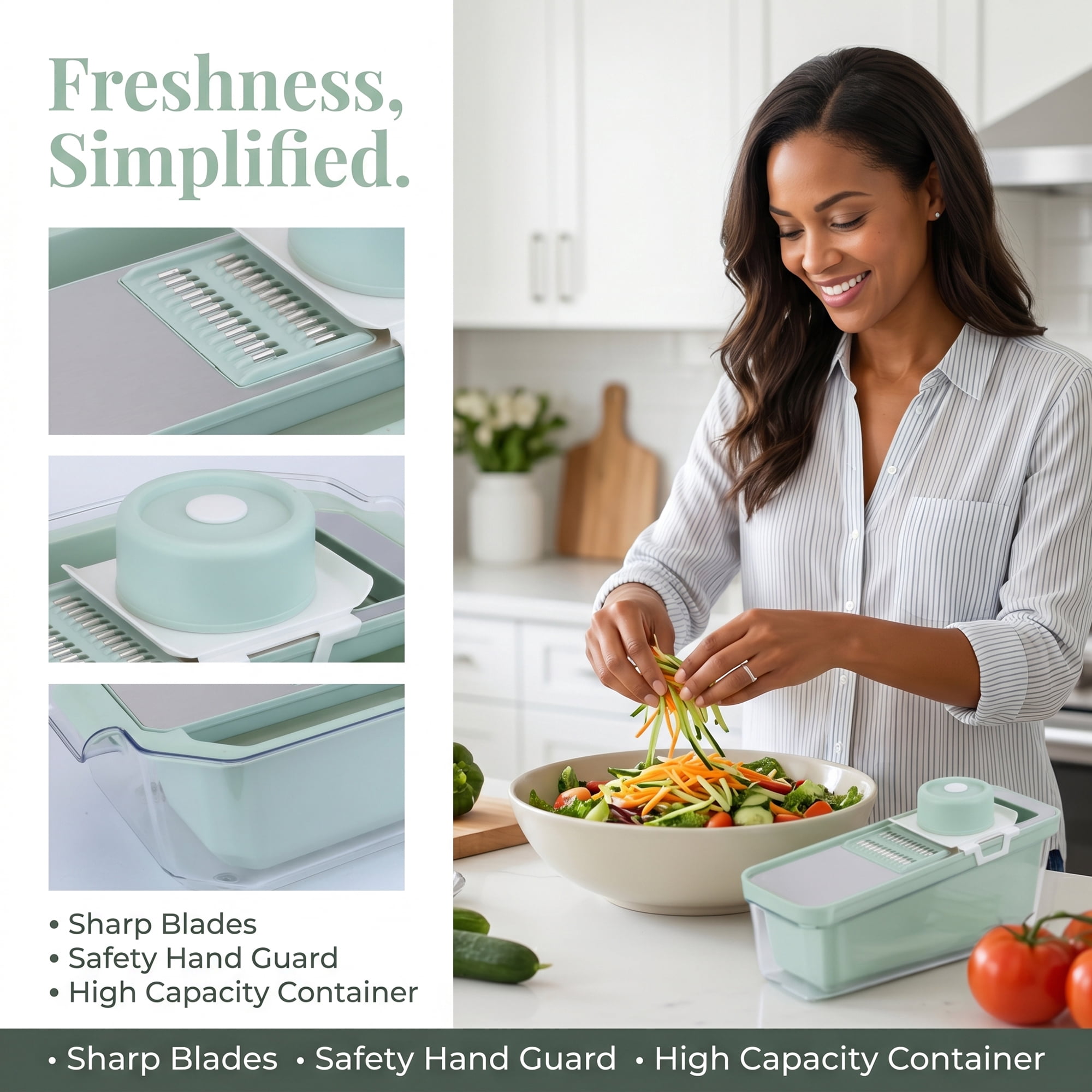 Unique Bargains All-in-One Kitchen Slicer and Chopper for Cooking 3 in 1(E) 13.4x8.1in