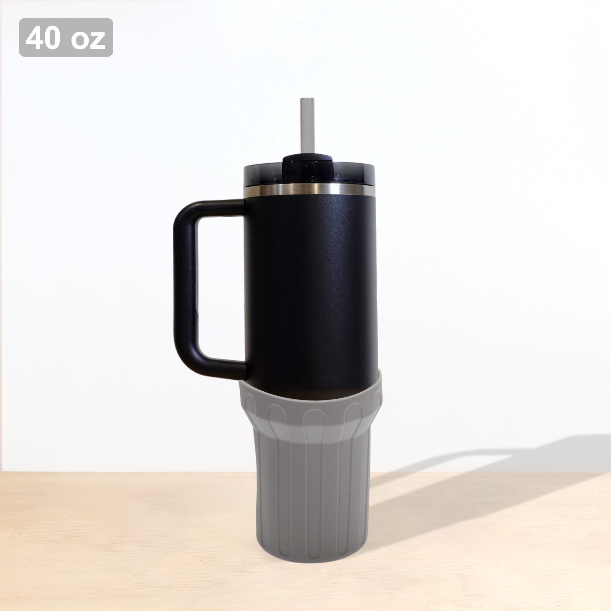 Unique Bargains 1Pc Protective Vertical Pattern Water Bottle Boot Use Gray