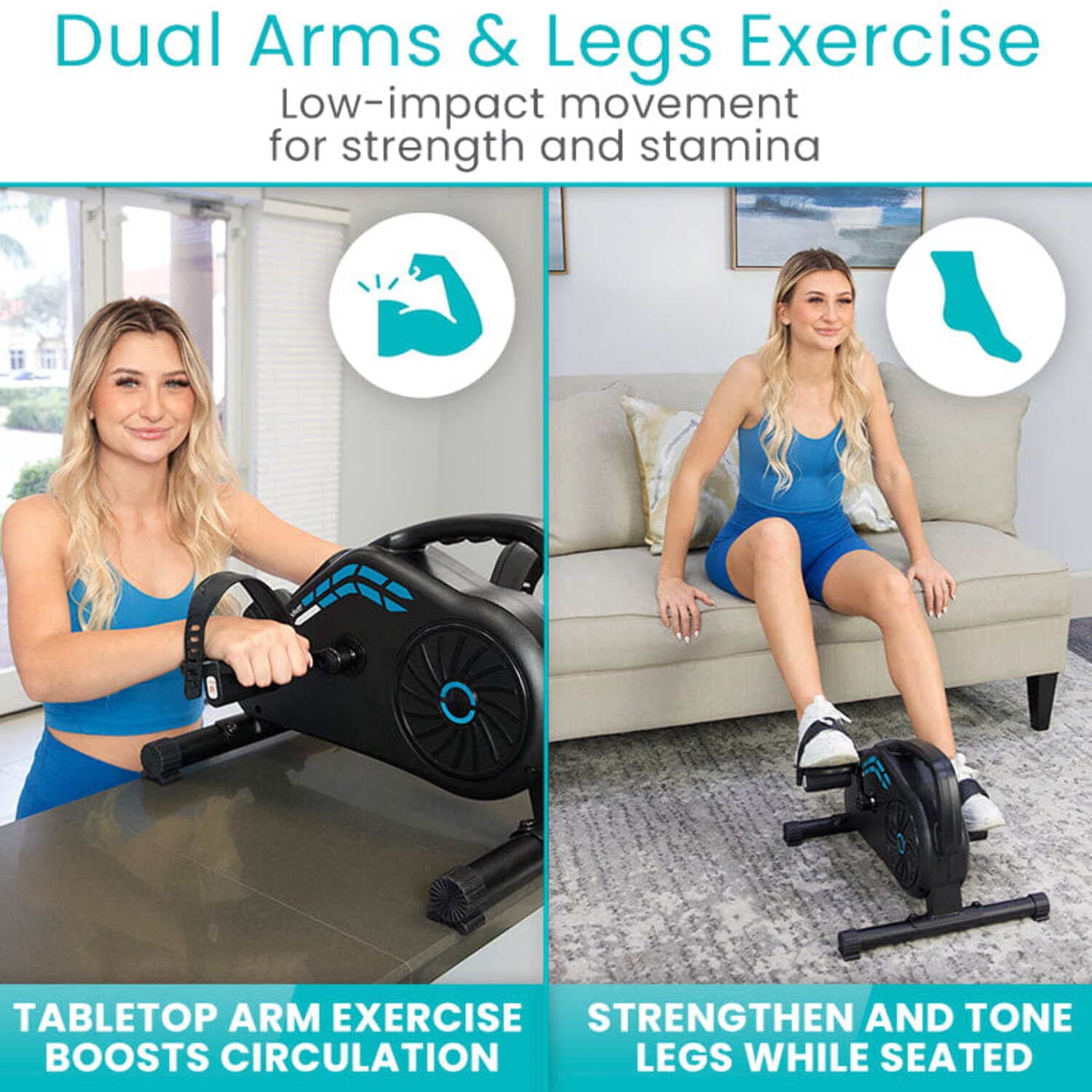Vive Under Desk Bike Pedal Exerciser – Magnetic Desk Cycle for Arm & Leg Exercise, Portable Seated Stationary Bike for Home & Office