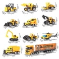 thumbnail image 5 of Joyfia 11 in 1 Die-cast Construction Truck Vehicle Car Toy Set Play Vehicles in Carrier Truck, Alloy Metal Car Model Excavator Dumper Bulldozer Road Roller for Kids Boys Girls, 5 of 6