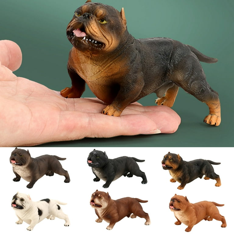 Porfeet Model Toy Simulated Collectible Plastic Simulation Wild Animal Bully  Pitbull Model for Hobby Collection,E 