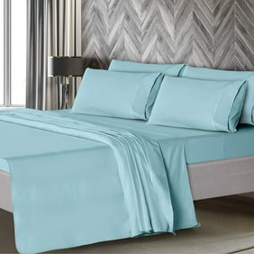 5 Piece Bamboo Bed Sheet Set -Deep Pockets,Moisture Wicking, Antibacterial, Hypoallergenic, Softer Than Cotton- 1 Fitted Sheet, 1 Flat, 3 Pillowcases -Twin Size-Aqua