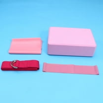 OUNONA 1 Set/4pcs Yoga Tool Kit Yoga Brick Latex Pull Towel Stretch Band Resistance Ring Yoga Supplies for Home Gym (Pink)
