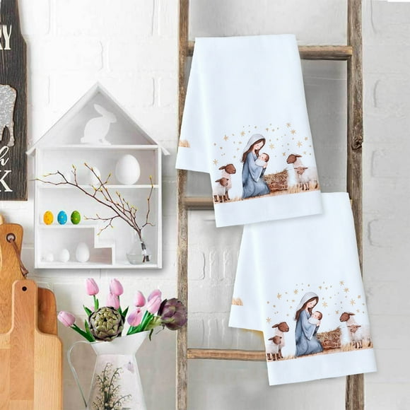 PEONAVET Cotton To Wel Easter Polyester Platter Towel Kitchen Rag Easter Towel