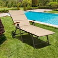 thumbnail image 4 of Patiojoy Chaise Longue Pliante d'Extérieur en Rotin, Fauteuil Inclinable Rembourré avec Roues, 4 of 6