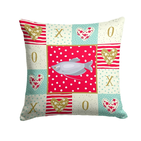 Carolines Treasures CK5489PW1414 Moonlight Gourami Love Fabric Decorative Pillow  14Hx14W multicolor