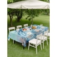 thumbnail image 4 of Outdoor Tablecloth with Umbrella Hole for Patio/Picnic/Party/Camping, Coastal Jellyfish Blue Waterproof Table Cloth Rectangle Table Cover Washable, Summer Beach Nautical Coral Starfish (54"x 80"), 4 of 8