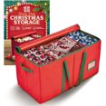 thumbnail image 1 of Holiday Cheer Premium Rangement pour Ornements de Noël - Conteneur de Rangement de Noël Parfait pour les Décorations et Ornements de Vacances - Convient à 128 Ornements de Vacances - Tissu Résistant aux Déchirures (Rouge), 1 of 6