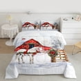 thumbnail image 2 of Feelyou White Western Horse Full Size Comforter Sets, Vintage Rustic Cabin Bedding Comforter Set, Christmas Poinsettia Plant Reversible Bedding Sets, Super Cozy Room Decor, 3pcs, 2 of 8