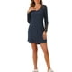 thumbnail image 2 of Noche de inspiración CHIC para mujer, vestido de pijama con manga larga y encaje, camiseta de dormir con escote en V, color azul marino, 2 of 5