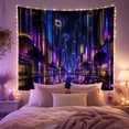 thumbnail image 2 of Neon City Street Between Skyscrapers, Dramatic Digital Art for Cityscape Lovers, Urban Wall Art, Housewarming Gift, Tapestry Wall Hanging for Bedroom, Gaming Room and Dorm, 2 of 7