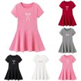 thumbnail image 6 of Mnyotv Short Sleeve Summer Dresses for Girls Casual Bow Printed A-Line Dress Kids Girl Summer Outfits Size 6-7Y, 6 of 6