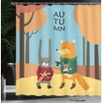 thumbnail image 3 of Ambesonne Fox Shower Curtain, Animals in Sweaters with Coffee, 69"Wx70"L, Dark Peach and Hunter Green, 3 of 4