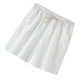 thumbnail image 2 of Pantalones cortos de lino elásticos para hombre, informales, con cierre de cordón, de color puro, para playa, para verano, color blanco, XL, 2 of 12