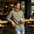 thumbnail image 7 of GrmtClth Mens Dress Shirts Solid Tone Long Sleeve Wrinkle Free Collared Button Down Regular Fit Comfort Business Casual Tops Khaki 3XL, 7 of 7