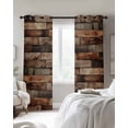 thumbnail image 2 of Western Barn Door Black Out Curtains 84 Inch Long for Living Room, Vintage Farmhouses Wooden Door Brown Blackout Curtain Shade Thermal Insulated Window Curtains Grommet Drapes 42"x84" 2 Panels, 2 of 8