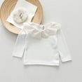 thumbnail image 5 of Girls Long Sleeve Lace Ruffle Collar Top 6 Months-7 Years, Soft Ribbed Crew Neck Undershirt Casual Spring Fall Base Layer Shirt for Toddler Kids White, 5 of 9