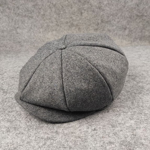 Men’s Newsboy Cap Wool Blend Solid Color Classic Vintage Style Vintage Flat Hat Autumn Winter Hat