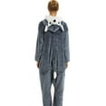 thumbnail image 4 of Fjofpr Pajamas Jumpsuits for Women Plus Size Fleece Fluffy Sleepwear Zip up Hooded Plush Rompers Cute Wolf One Piece Fashion Pajamas Hooded Long-sleeved Pajamas Home Clothing Pajamas Navy M, 4 of 6