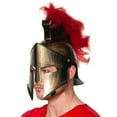 thumbnail image 3 of Bronze Roman Gladiator Helmet with Feathers Adult Costume Accessory, 3 of 3
