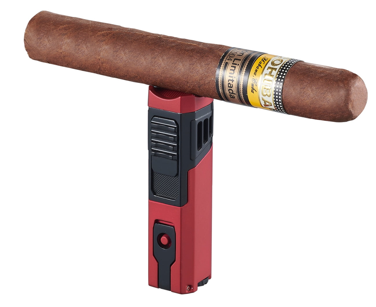 Visol Capitan Quad Flame Torch Lighter - Burgundy Red