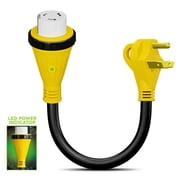 Leisure RV Trailer dogbone power cord plug adapter 30 amp male to 50 amp female locking connector