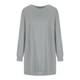thumbnail image 4 of CaComMARK PI Womens Long Sleeve Sweatshirt Dress Casual Pullover Tunic Tops Loose Fit Crewneck Sweatshirts with Pockets Gray, 4 of 8