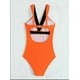 thumbnail image 4 of Cismea - Traje de BañO de Una Pieza para Mujer con Cuello en V Profundo sin Mangas（Anaranjado） Cismea bañador, 4 of 7