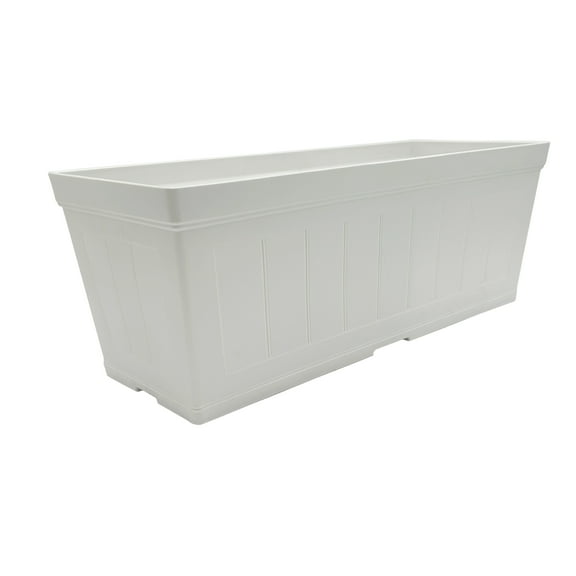 Classic Home Drainage Holes Falmouth Window Box, Plastic Starlight White, 24"