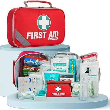 2-in-1 First Aid Kit (215 Piece)   Bonus 43 Piece Mini First Aid Kit -Includes Eyewash, Ice(Cold) Pack, Moleskin Pad and Emergency Blanket for Travel, Home, Office, Car, Camping