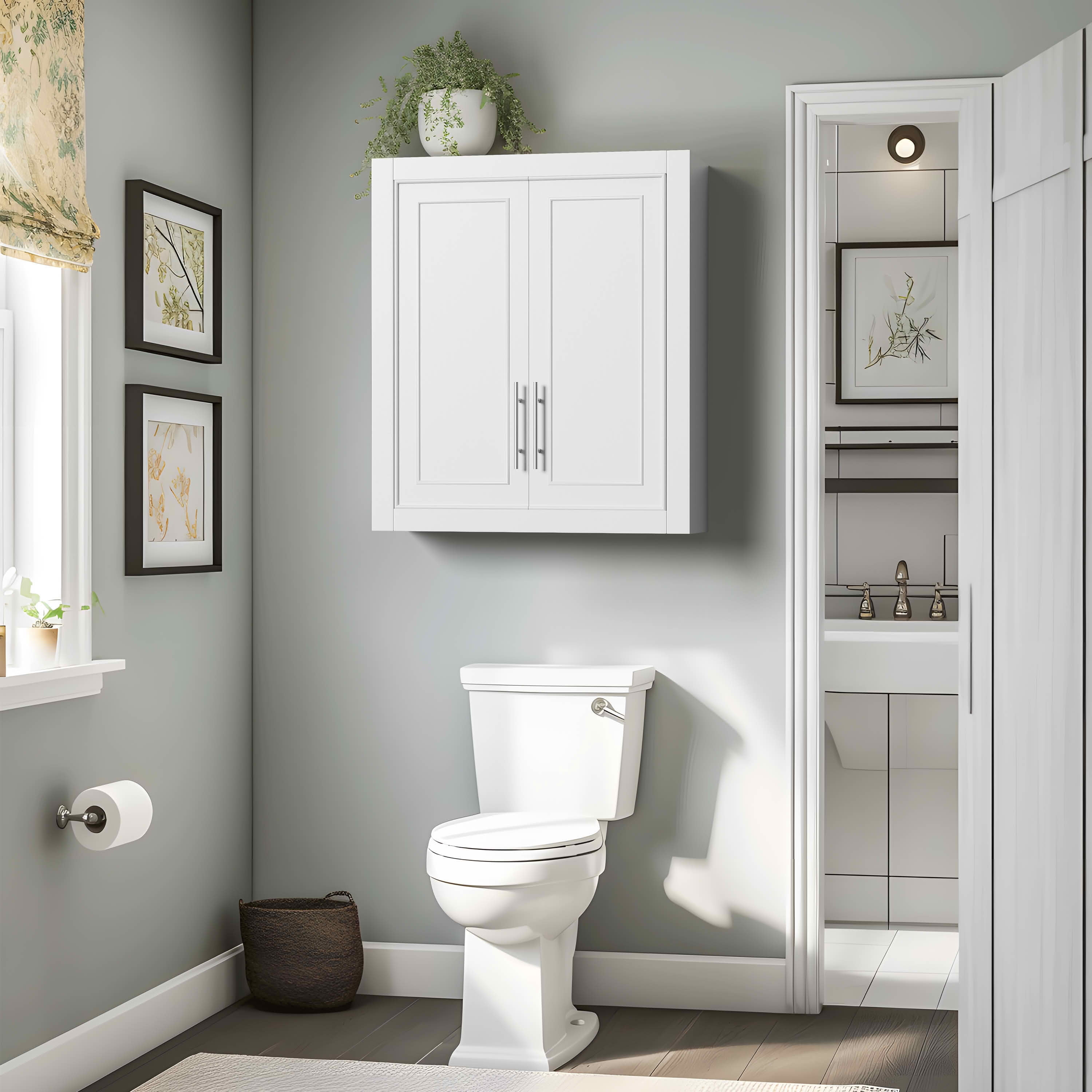 MAYEERTY 26x22x8 Inch White Wall Mounted Storage Cabinet for Home & Bathroom