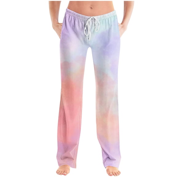 S-5X Plus Size Pajama Pants for Men Big & Tall Straight Leg Trousers with Pockets and Drawstring Elastic Waist Tie-Dye Comfy Loungewear Pajamas Pant