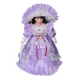 thumbnail image 1 of Muñeca de porcelana Dressup con cara maquillada esmaltada de 40 cm. Hermosa muñeca de cerámica con vestido. Púrpura, 1 of 9