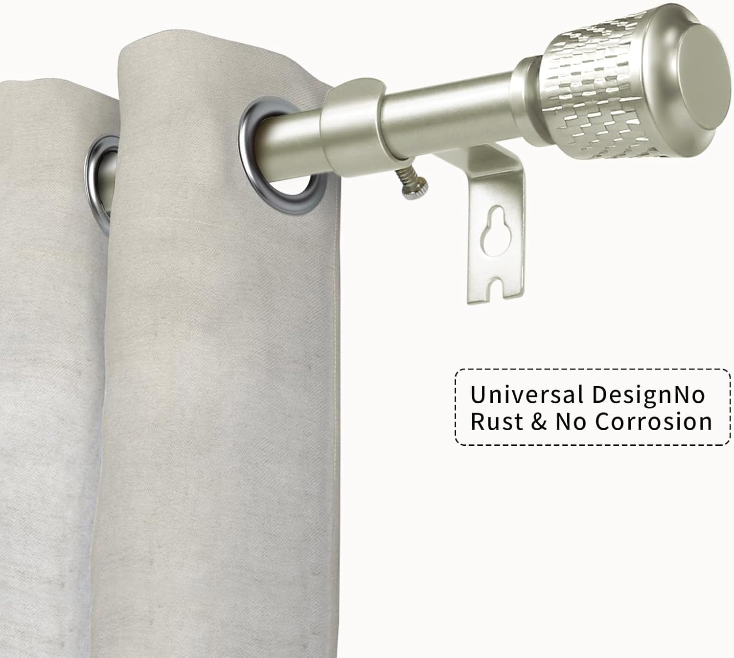 eTeckram 5/8" Single Curtain Rod with Vieve Finials,Pewter,84‘’-120‘’
