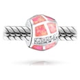 thumbnail image 2 of Bling Jewelry Womens Sterling Silver  CZ Pink Created Opal Barrel Charm Bead for October Birthstone for Bracelet, 2 of 3