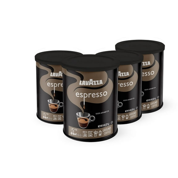 Lavazza Espresso Ground Coffee, Medium Roast, 100% Arabica, 8 oz Tin (Pack of 4)