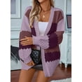 thumbnail image 5 of Women'S Color Block Open Front Long Sleeve Ribbed Knit Mid-Length Cardigan Sweaters  S, 5 of 7