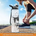 thumbnail image 6 of Black and White Cat Run Sports Water Bottle Portable Travel Mug 32oz BPA Free Leak Proof Straw Transparent Tritan for Gym Yoga Cycling Camping, 6 of 7