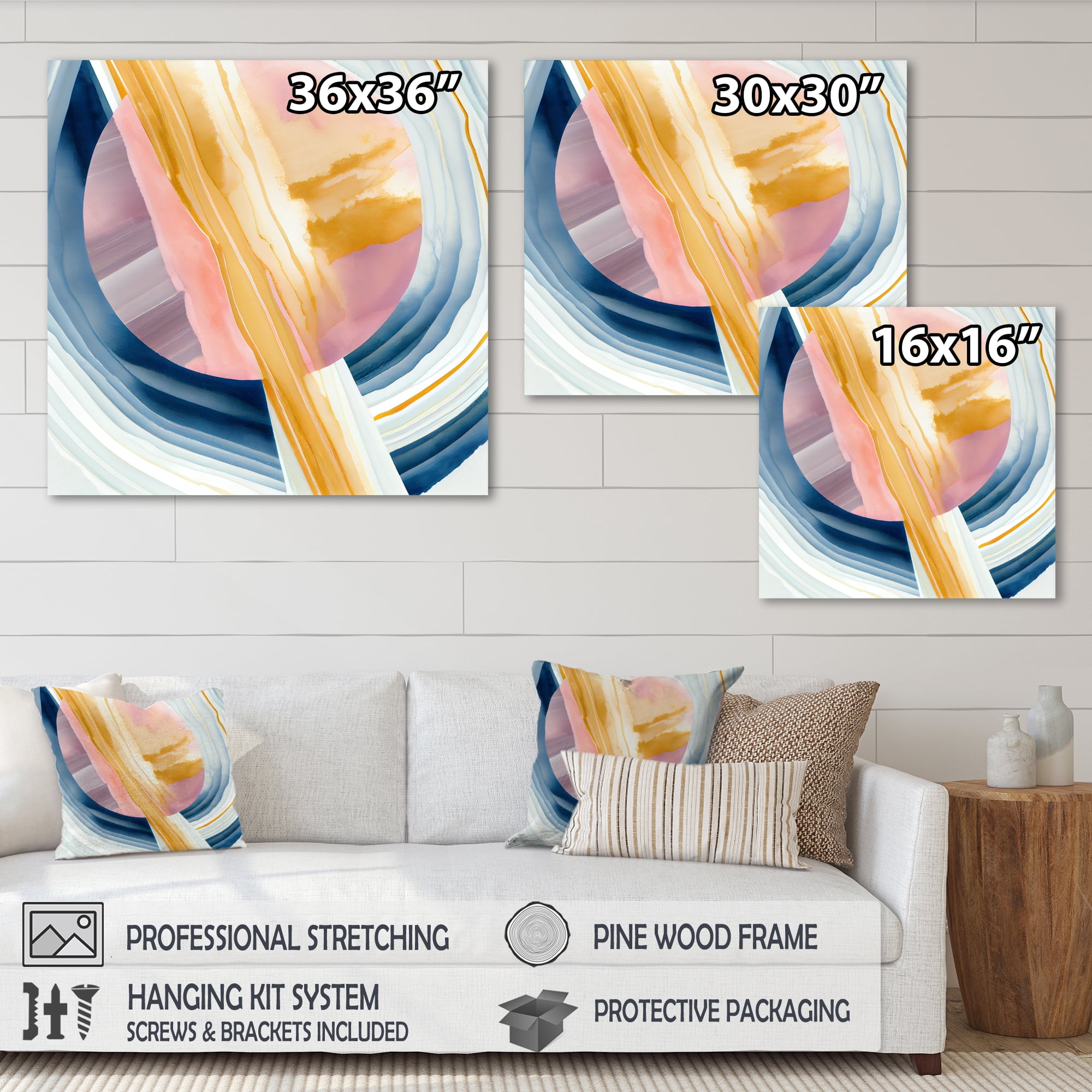 Designart Wide Golden Brush Stroke I Canvas Wall Art