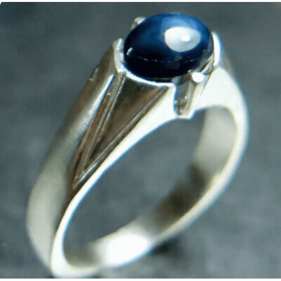 JewelryLoversZone Star Sapphire Ring – Sterling Silver 925 Elegant Men’s Statement Ring Durable & Stylish Jewelry for Everyday Wear Silver 3