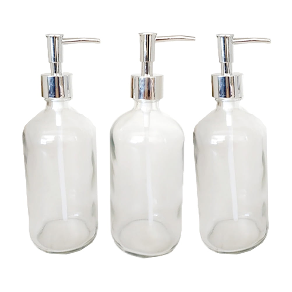 3PCS 500ML Glass Soap Liquid Bottle Empty Glass Pump Lotion Bottles