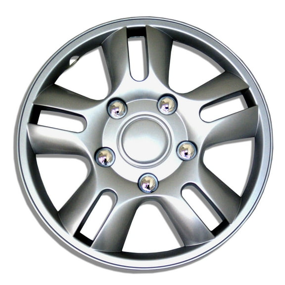 TuningPros WSC-006S15 Set of 4  Metallic Silver Hubcaps 15" - Hub Caps Wheel Skin Cover 15 inches 4 Pcs Set