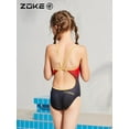 thumbnail image 5 of ZOKE Girls Red and Black Gradient Dragon Graphic One-Piece Swimsuit, 5 of 6
