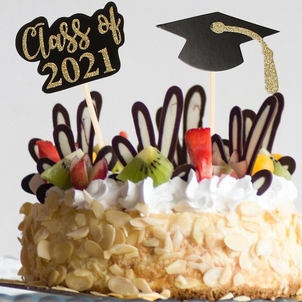 24 2021 Graduation Dessert Picks Gâteau encarts Cupcake Toppers 