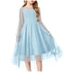 thumbnail image 1 of Odeerbi Niñas Tiered Tul Princesa Vestidos de Noche Vestido Formal de Manga Larga de Malla Vestido de Fiesta, 1 of 4