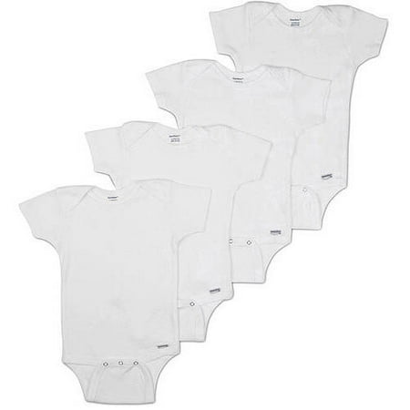 Gerber Newborn Baby Unisex Onesies Brand One-Piece Short Sleeve White Bodysuits, 4-Pack