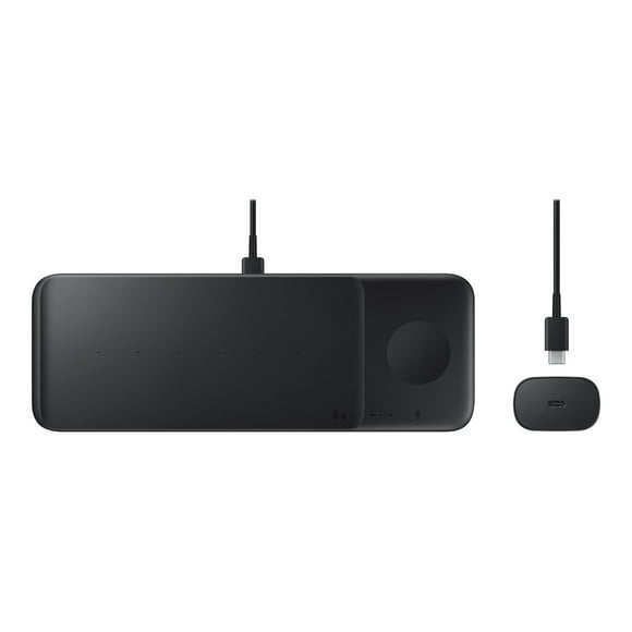 Samsung Wireless Charger Trio EP-P6300 - Wireless charging pad + AC power adapter - Fast Charge - black - for Galaxy Buds Live, Note20, S20, S20 5G, Watch 3, Z Flip 5G, Z Flip4, Z Fold2 5G, Z Fold4
