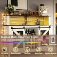 thumbnail image 3 of PUKAMI 55" Farmhouse Coffee Bar with LED Lights, Coffee Bar Cabinet with Storage and Hutch, Wine Bar with Sliding Barn Door & Wine and Glass Rack for Living Room, Kitchen (White), 3 of 16